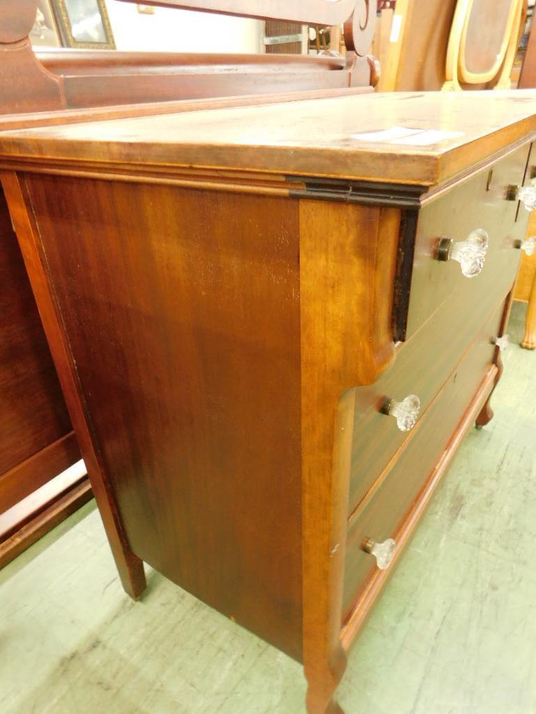 2 Over 2 Mahogany Dresser with Mirror - Glass Knobs