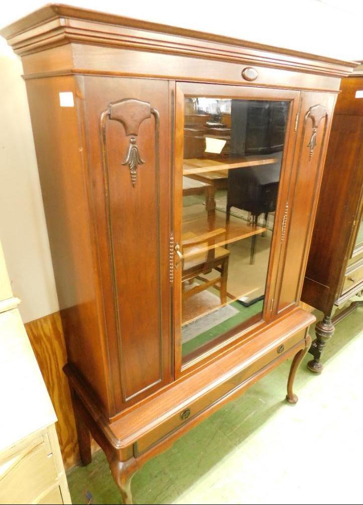 Walnut Claw Foot China Cabinet