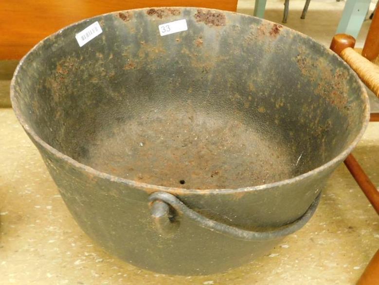 Cast Iron Cauldron with Handle - Hole In Bottom