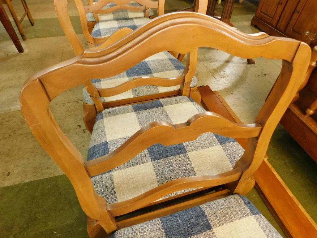 7 Maple French Chairs with Upholstered Seats - One Money