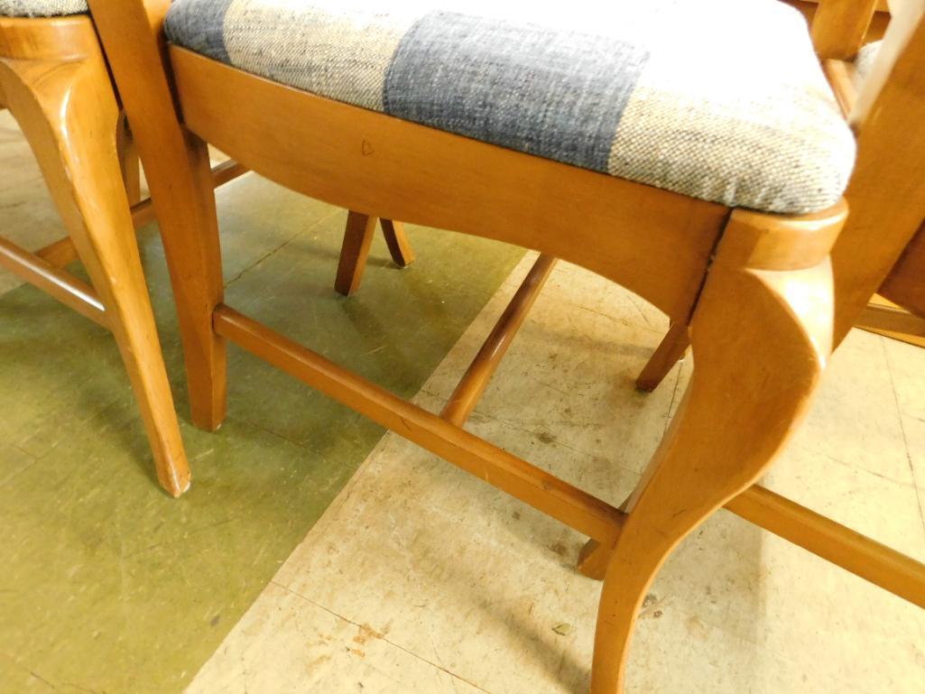 7 Maple French Chairs with Upholstered Seats - One Money