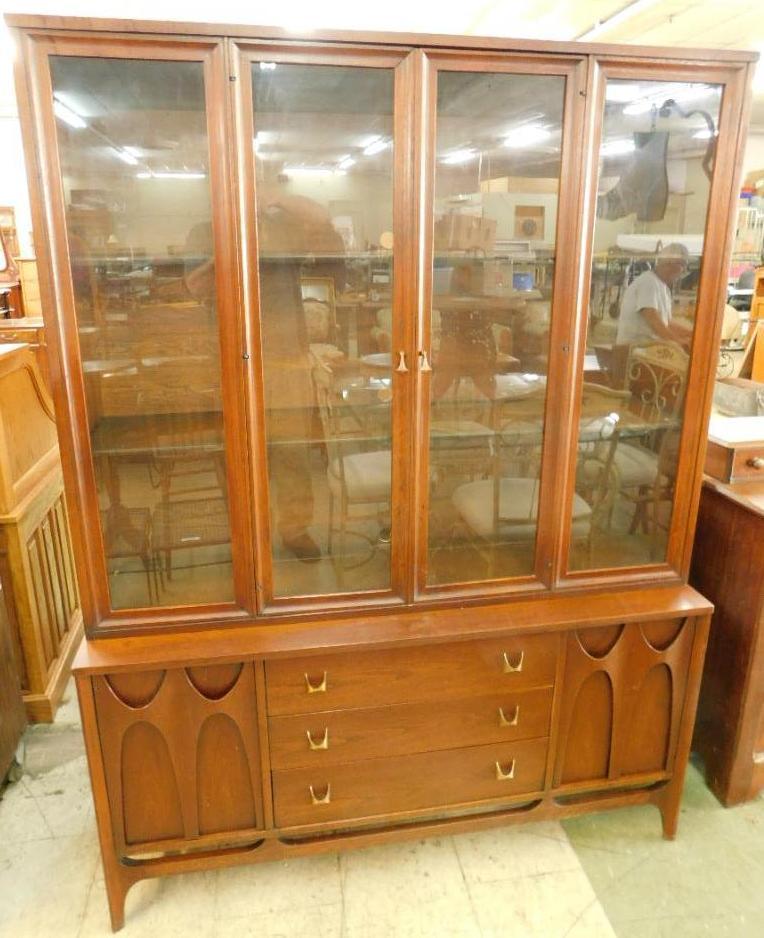 2 Piece MCM Mid Century China Cabinet