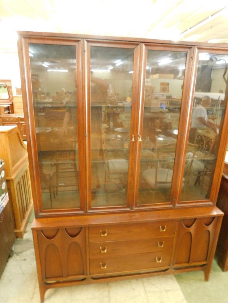 2 Piece MCM Mid Century China Cabinet