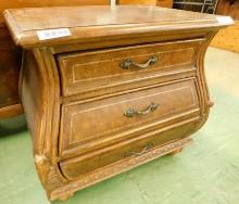 Bombay Style 3 Drawer Nightstand - Leather Top