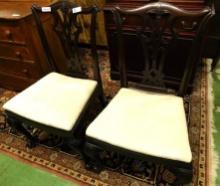 2 Chippendale Upholstered Chairs - One Money