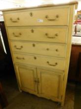 Hickory White - Painted Secretary - 2 Drawers on Top - Missing Pull