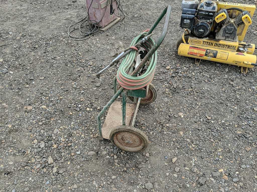 Oxygen & Acetylene Rack with Hoses, Gage, Torch