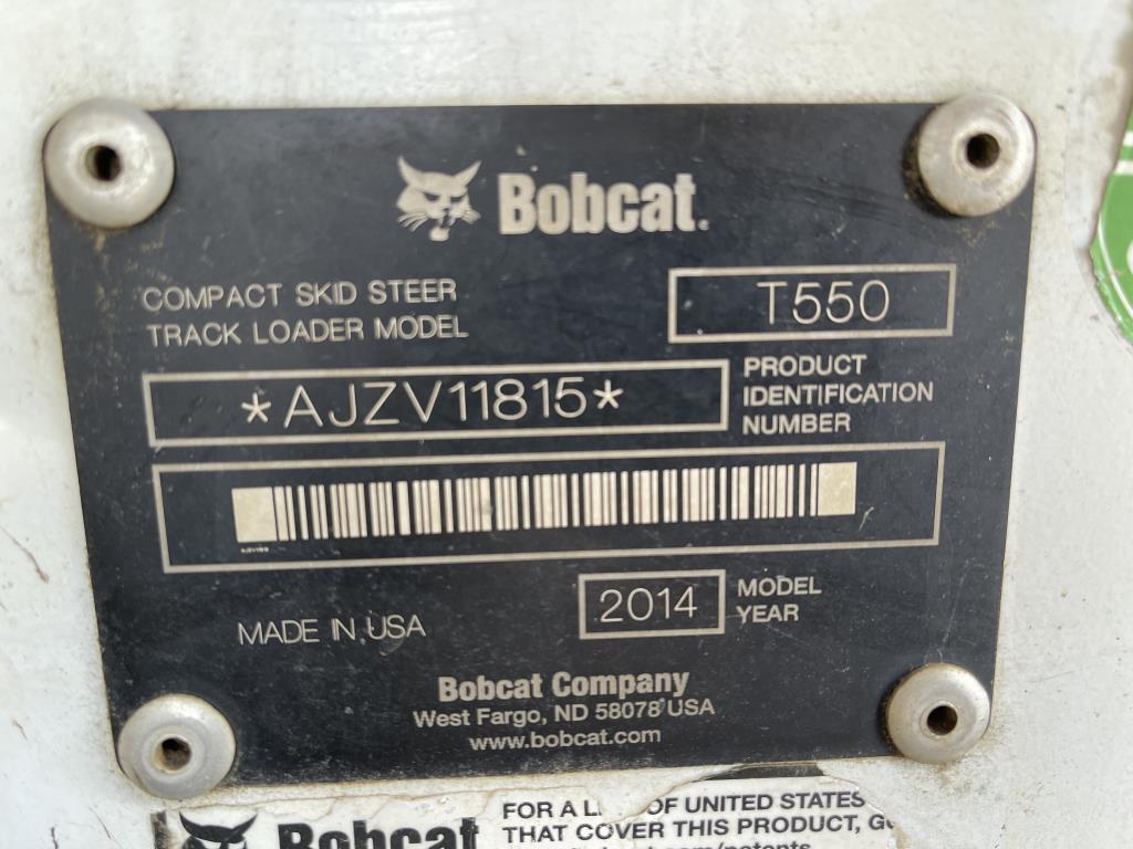 2014 Bobcat T550 Tracked Skid Steer