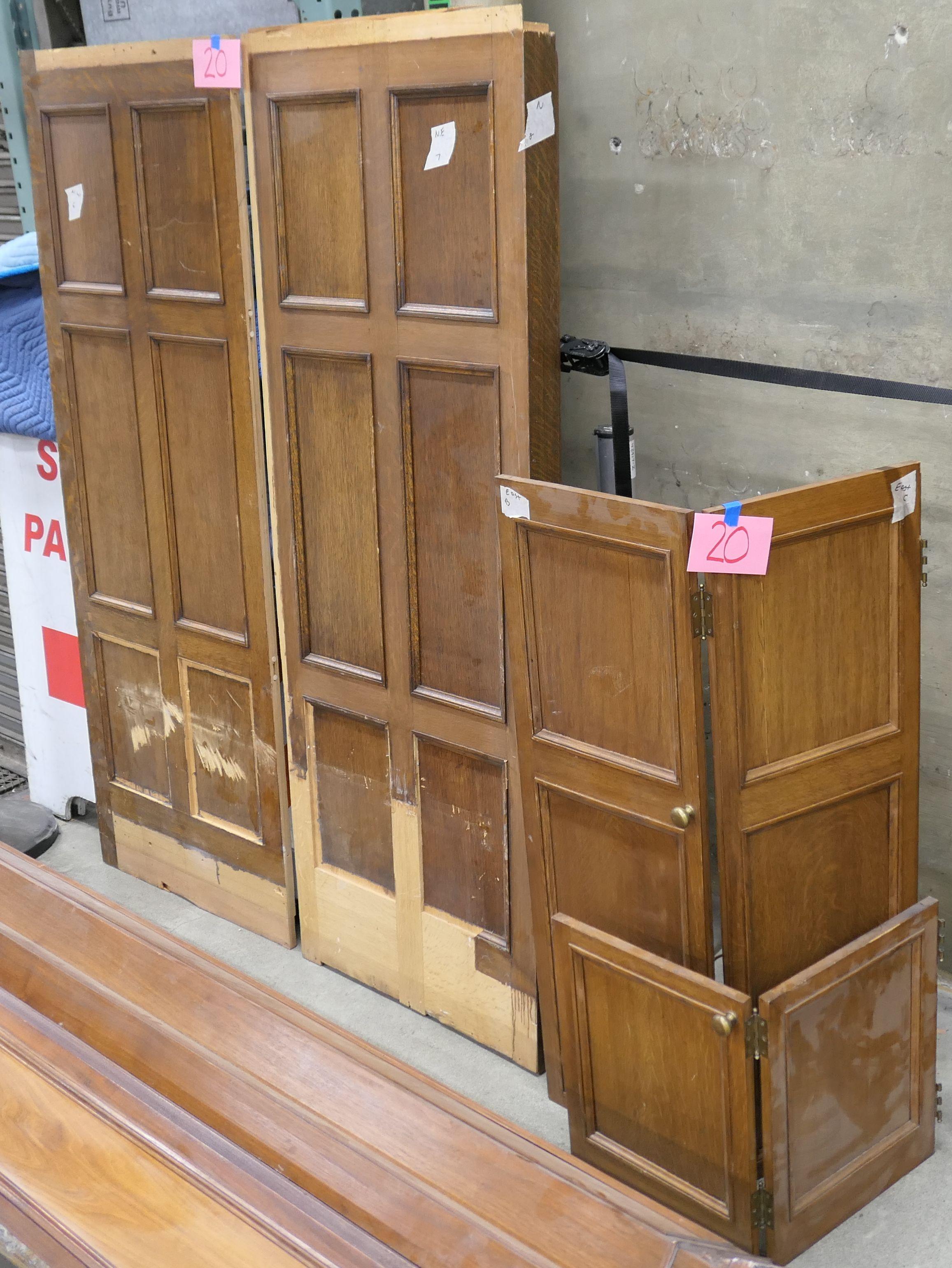 LOT 20: Antique Oak Wooden Panels, 2 flat & 2 hinged.