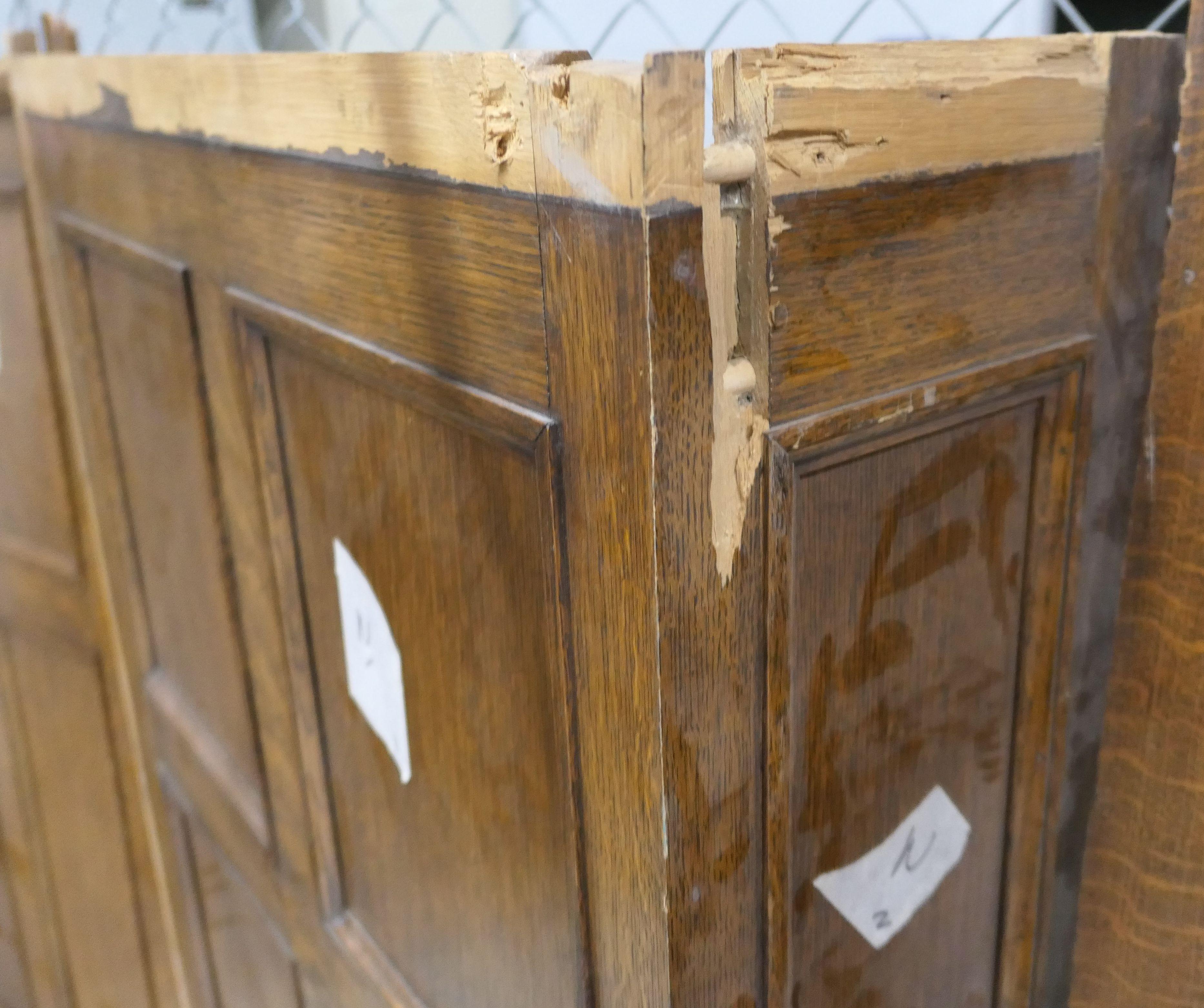 LOT 10: Antique Oak Wall Paneling: 3 pieces (2 flat, 1 w/ corner).