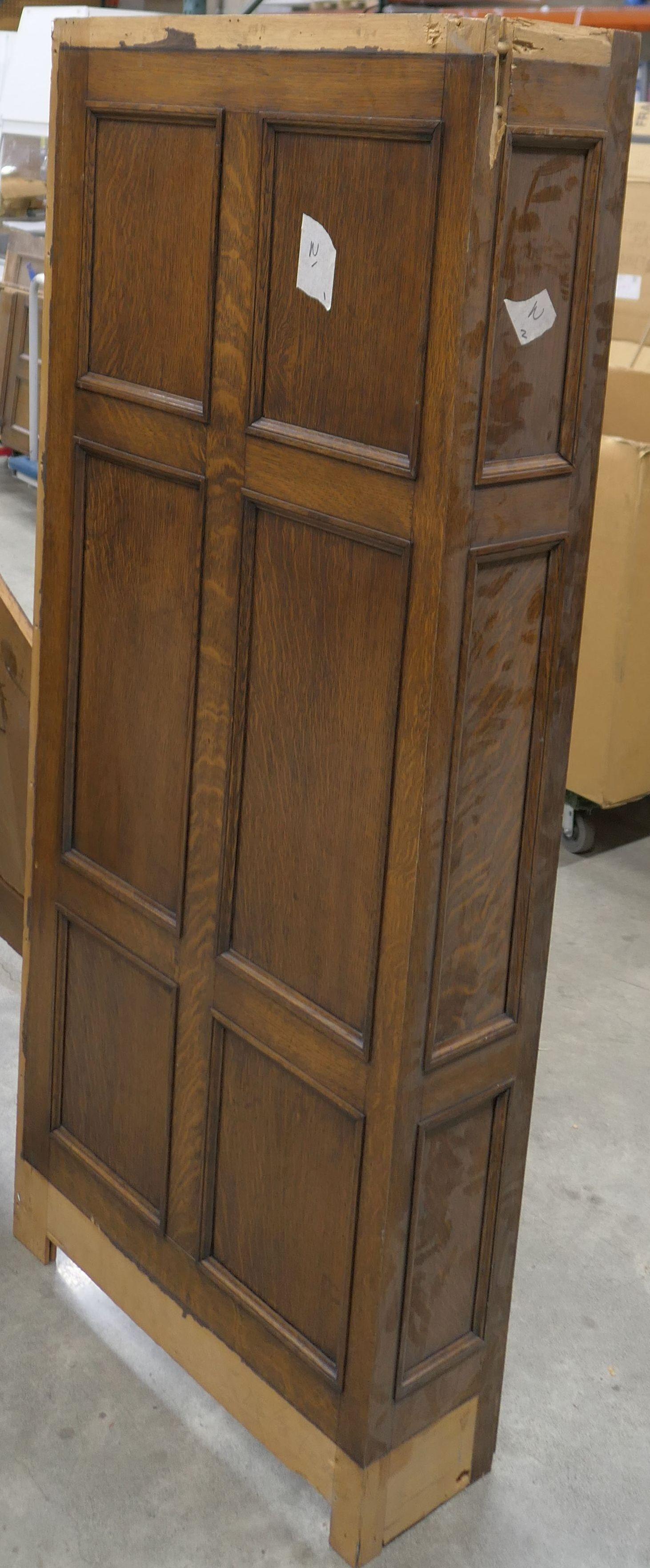 LOT 10: Antique Oak Wall Paneling: 3 pieces (2 flat, 1 w/ corner).