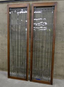 LOT 5: Qty 2 Antique Leaded Glass & Wood Doors.