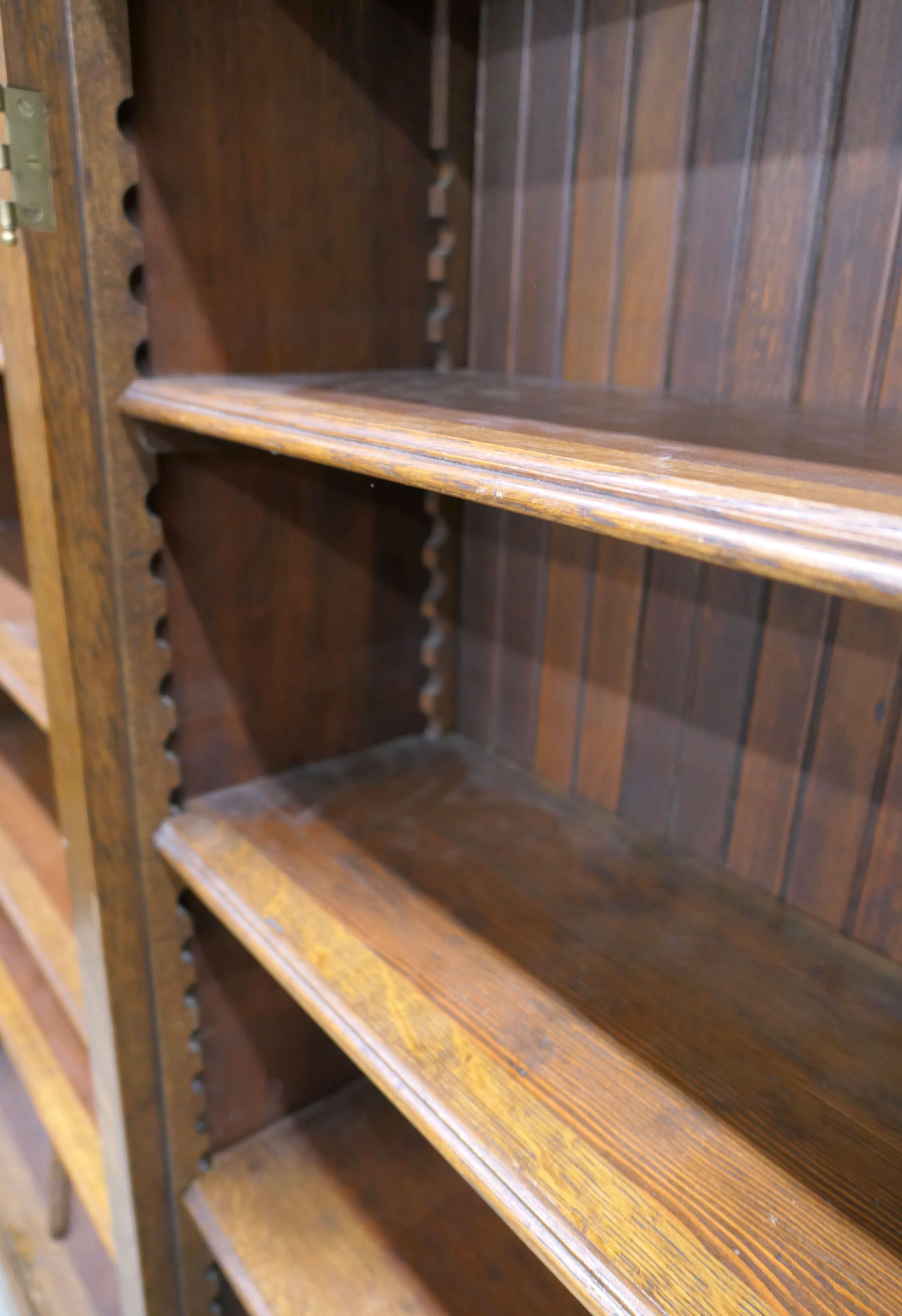 LOT 7: 2-Unit Antique Oak & Pine Bookcase w/ Leaded Glass Doors