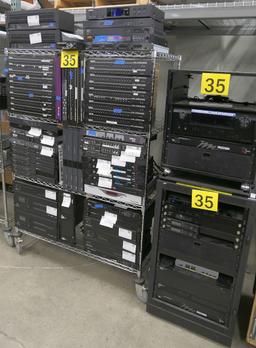 Misc. Audio/Visual Equipment: Items on Cart and 2 Rack Units on Wheels.