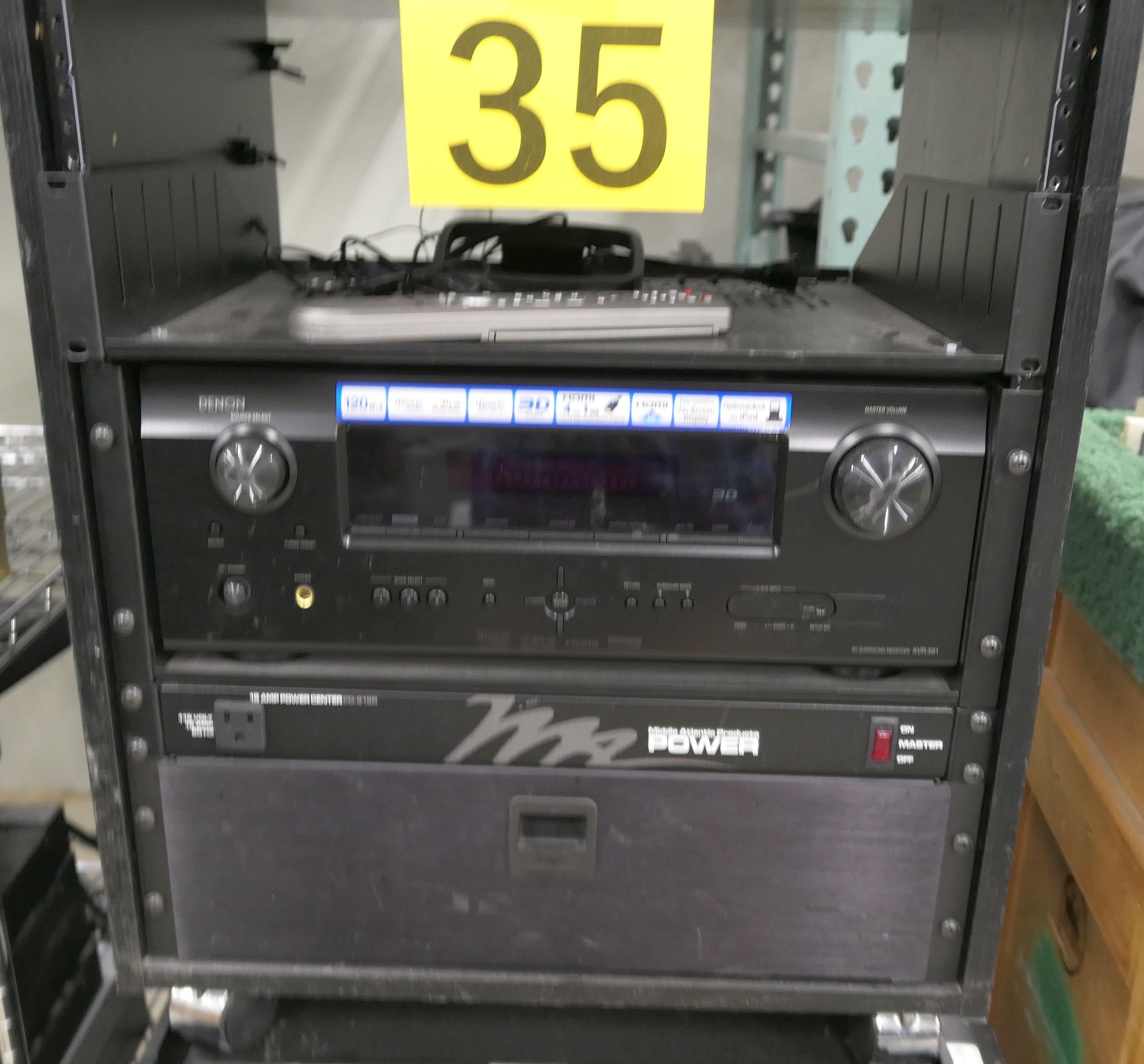 Misc. Audio/Visual Equipment: Items on Cart and 2 Rack Units on Wheels.