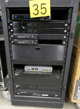 Misc. Audio/Visual Equipment: Items on Cart and 2 Rack Units on Wheels.