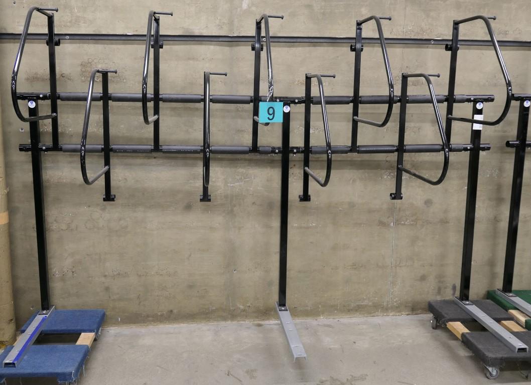 Bike Rack: Dero Ultra Space Saver, Vertical 9 Bike, Item on 2 Dollies