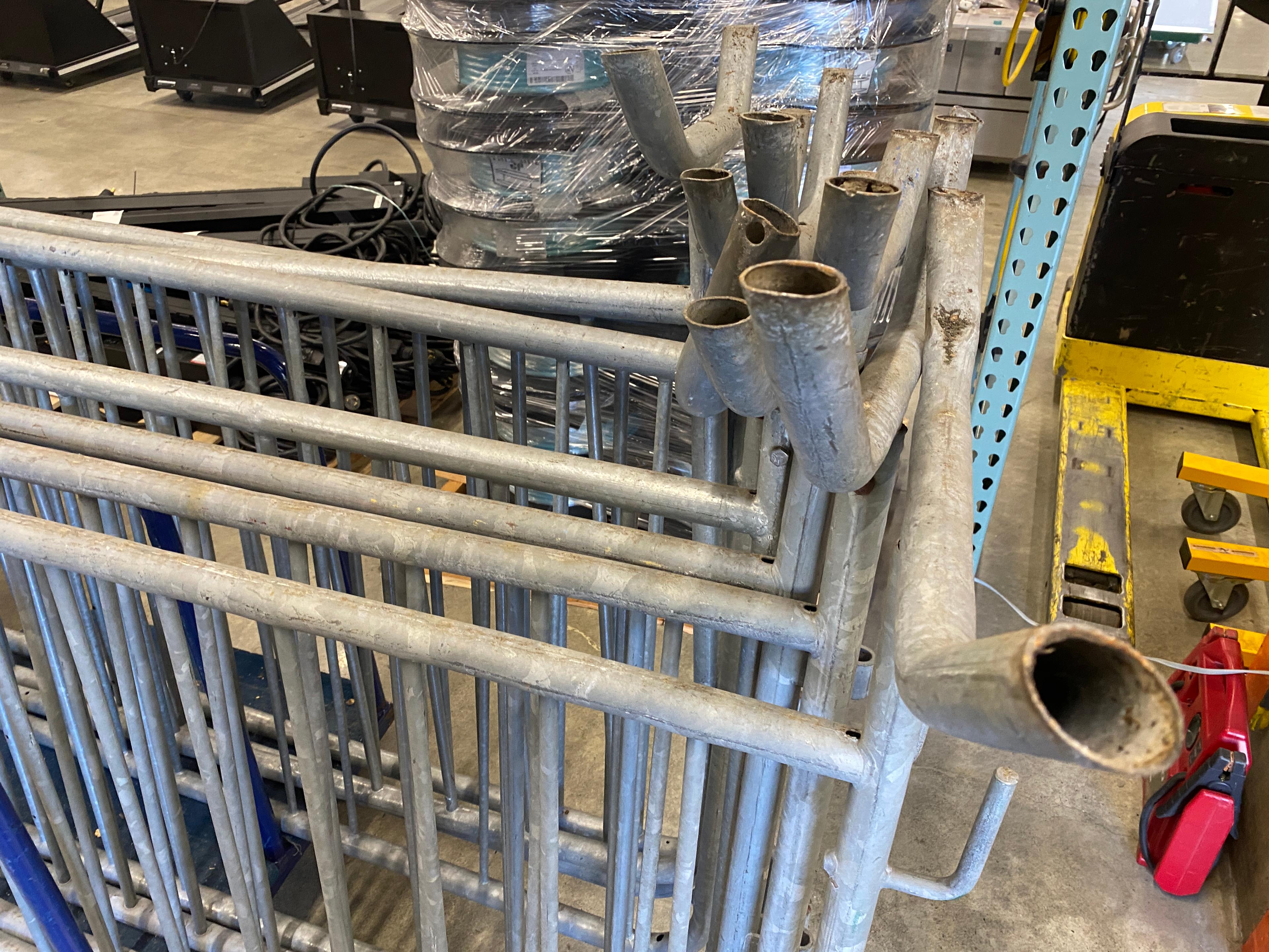 Barricades: Galvanized Steel, 8' & 6' Lengths. 14 Items on 2 Carts.