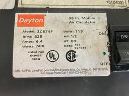 Industrial 36" Fans: Dayton 3C674F & 3C674H, Items on 2 Dollies