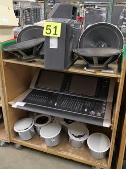 Misc. A/V Equipment Group D, 14 Items on Cart