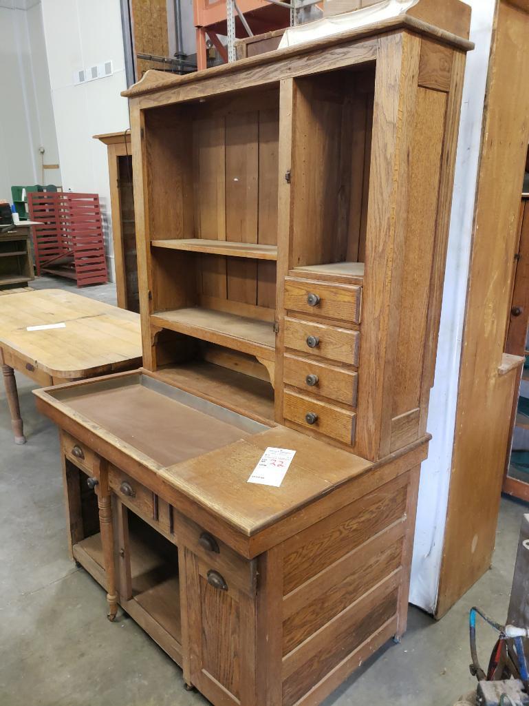 Antique oak bakers cupboard