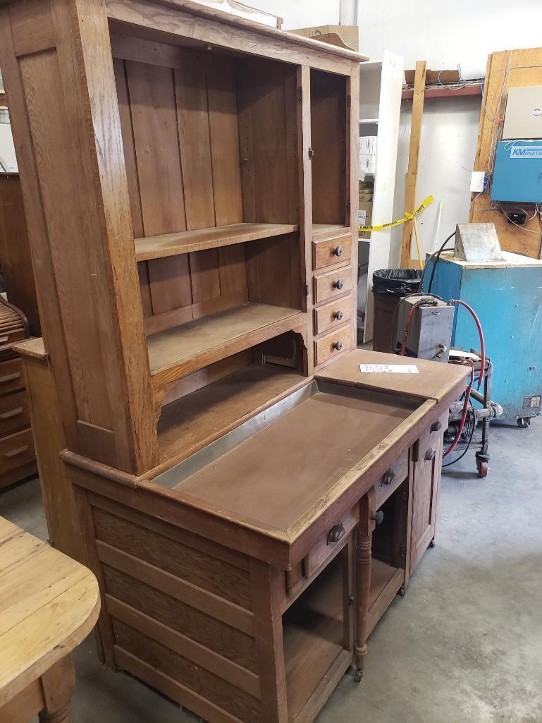 Antique oak bakers cupboard