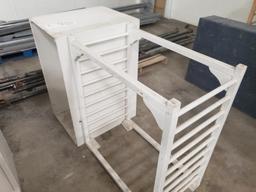 Wooden shelving unit.