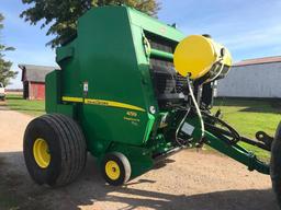 like new ?15 JD 459 Silage Special round baler, edge to edge net/twine, wide pickup, applicator,