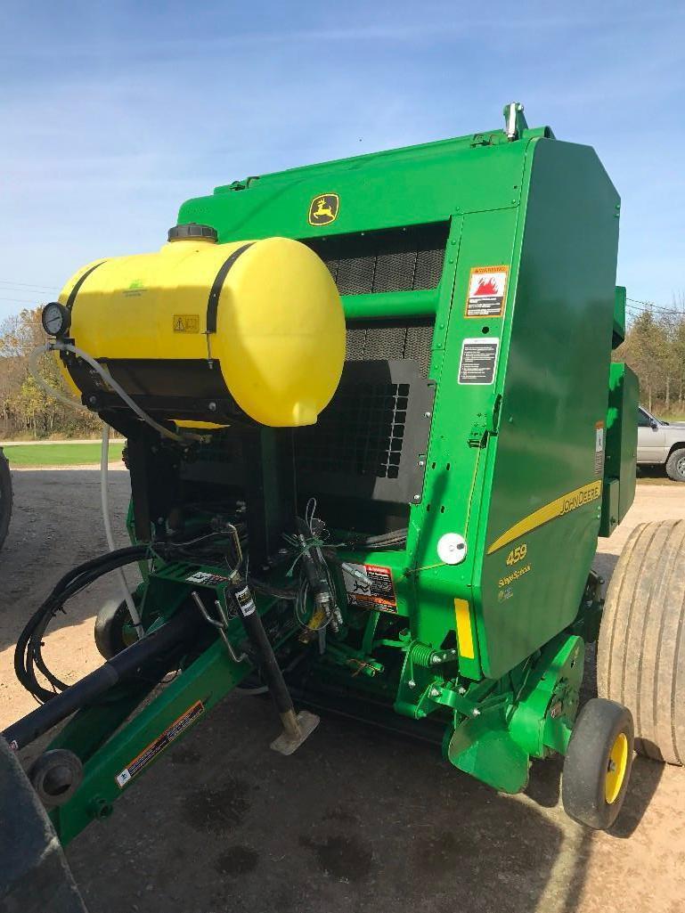 like new ?15 JD 459 Silage Special round baler, edge to edge net/twine, wide pickup, applicator,