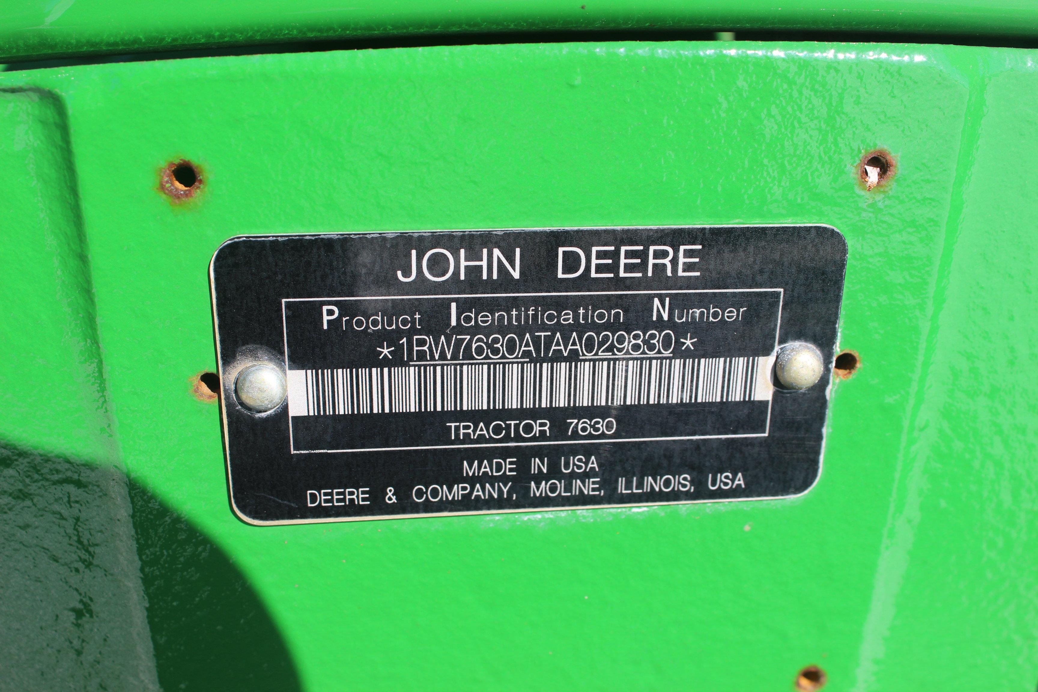 2010 John Deere 7630 Diesel 2 WD Tractor