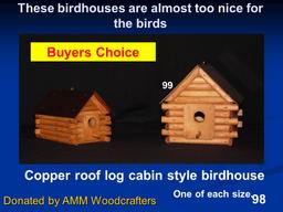 Large Log Cabin Birdhouse w/copper roof
