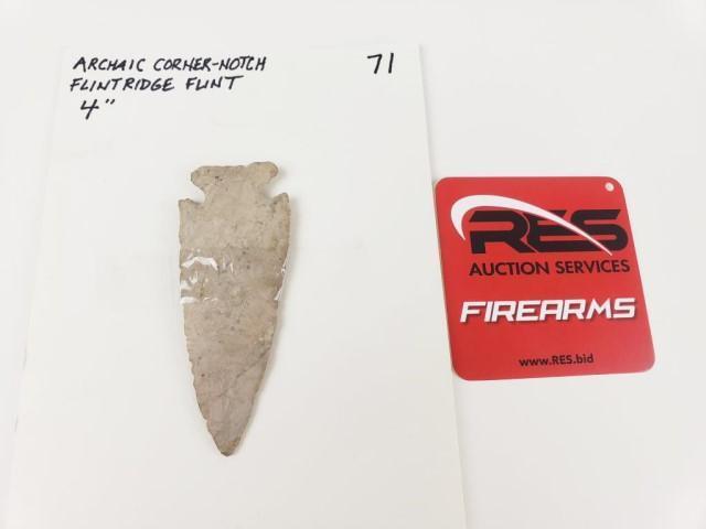 Fine Archaic corner-notch, 4" Flint Ridge flint