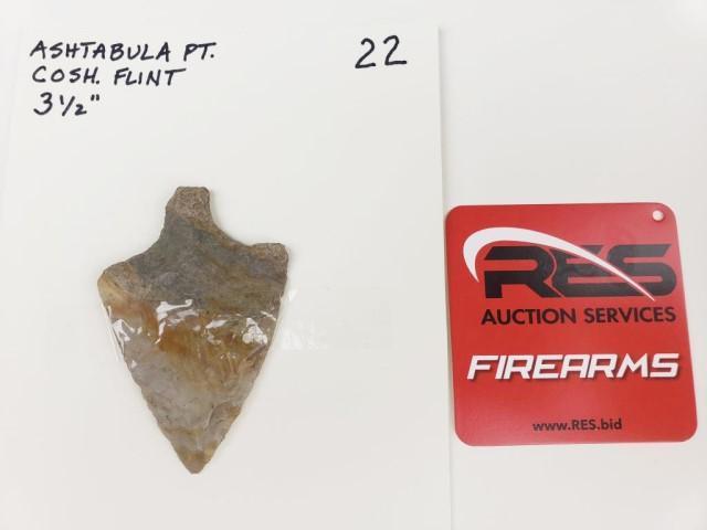 Ashtabula point, 3 1/2" colorful Coshocton flint