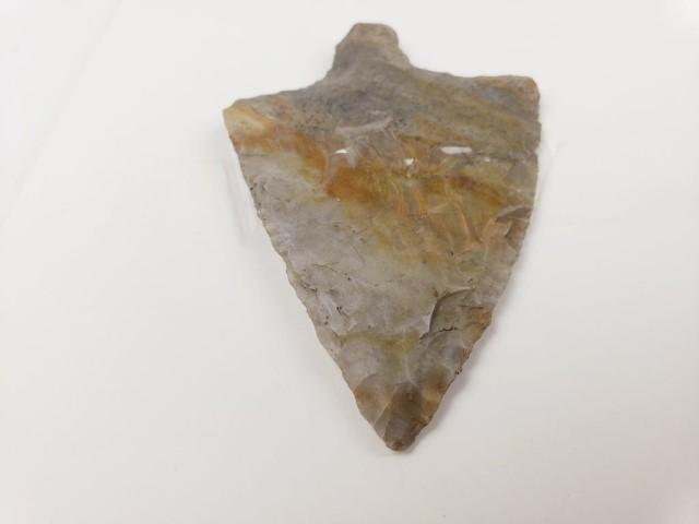 Ashtabula point, 3 1/2" colorful Coshocton flint