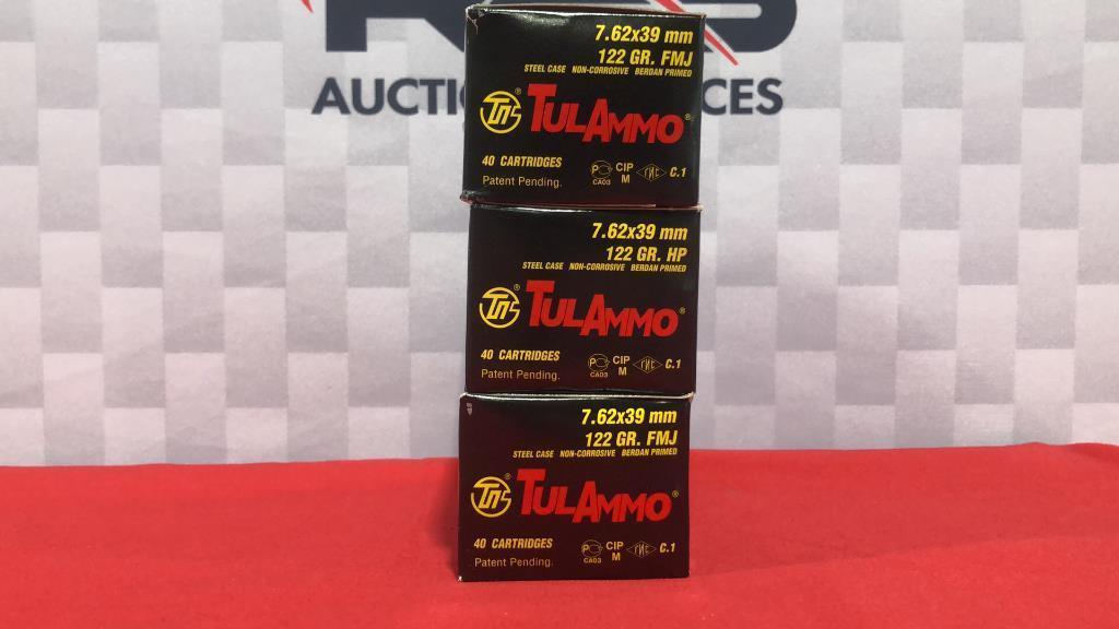 120rds Tul Ammo 7.62 X 39 Ammo