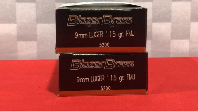 100rds Blazer 9mm Luger Ammo