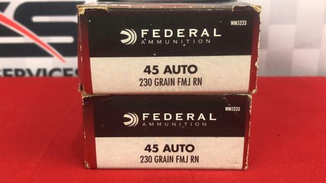 100rds Federal 45 Auto 230gr FMJ Ammo