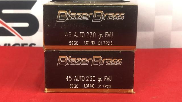 100rds Blaser Brass 45 Auto 230gr FMJ Ammo