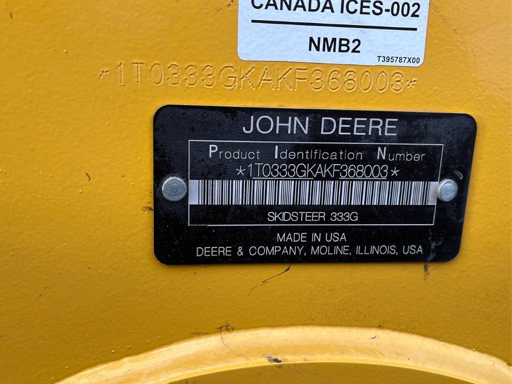 2019 John Deere 333G Skid Loader