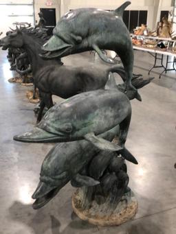 66" Bronze Triple Dolphin Statue