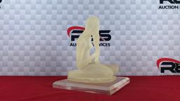 8" MONIQUE SCULPTURE SITTING NAKED / NUDE WOMAN ACRYLIC/LUCITE