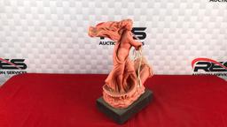 11" Pink A. Santini Venus Goddess Riding Dolphins Sculpture