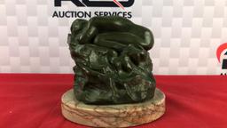 5" A Rodin Bronze Woman on Rock Statue