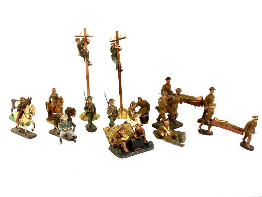 Assorted Eastolin Pre WWII Composition Hand Painted Soldiers