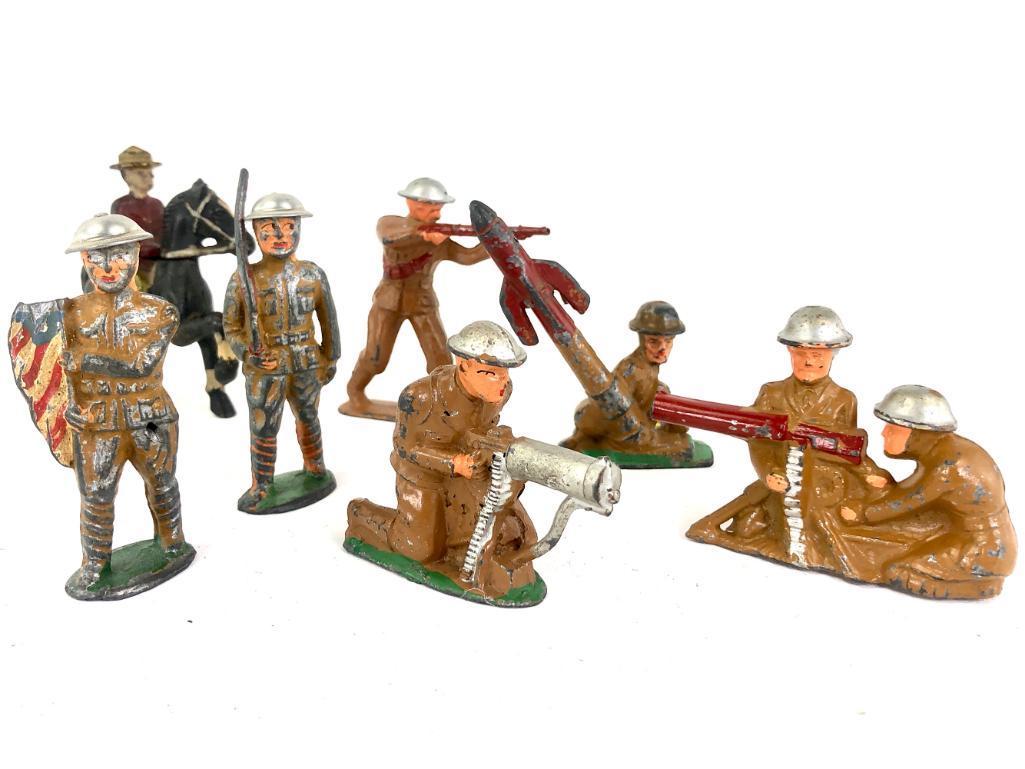 (6) Military Diecast Figurines & (1) Horseback Riders Diecast Figurines