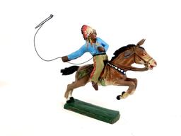 (2) Plastic 4" Indian Horseback Riders & Horse Drawn Wagon