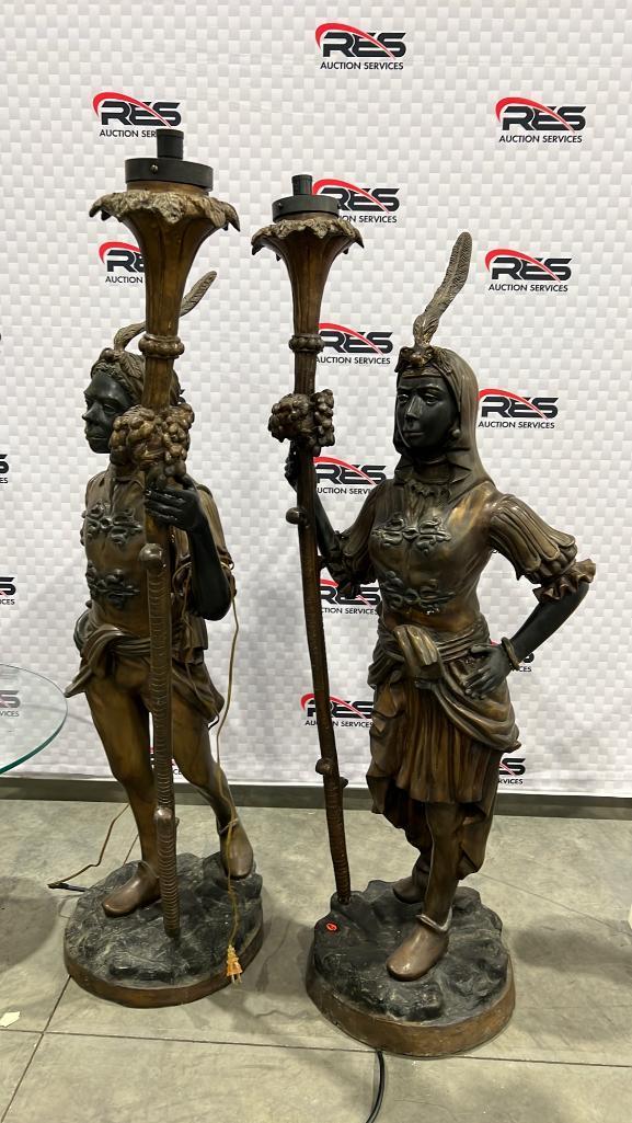 (2) 62" Bronze Lighted Statues