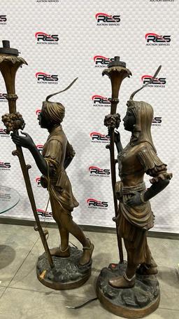(2) 62" Bronze Lighted Statues