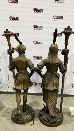 (2) 62" Bronze Lighted Statues