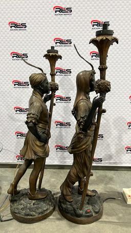 (2) 62" Bronze Lighted Statues